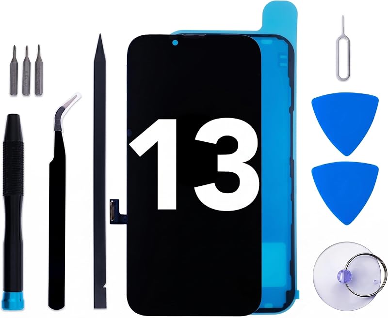 for iPhone 13 Screen Replacement kit, 6.1" LCD Display 3DTouch Digitizer Assembly with Frame Adhesive and Repair Tools (Model A2633/A2482/A2631/A2634/A2635)