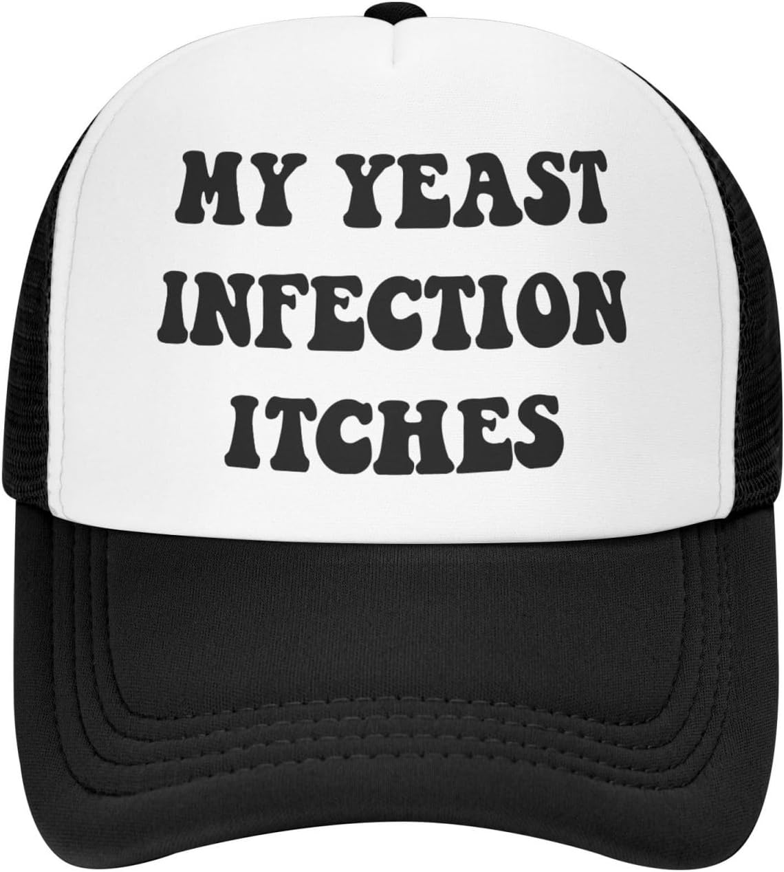 My Yeast Infection Itches Funny Gag Trucker Hat for Adult Humor Adjustable Mesh Sport Baseball Caps for Women Men Black