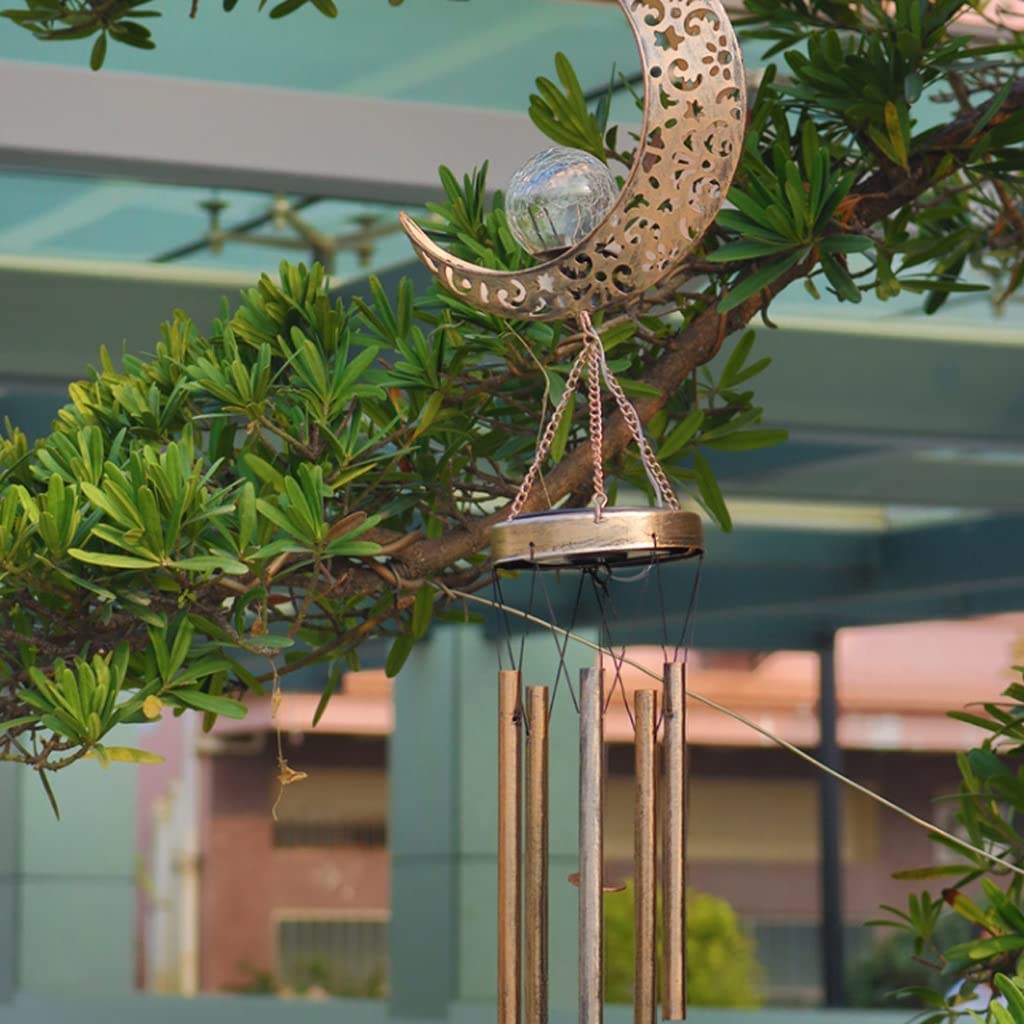 Carillon a Vent pour Maison Moon Crackle Glass Solar Ball Wind Chimes Sympathy Outdoor Gifts for Mom Garden Decoration Décoration Intérieure