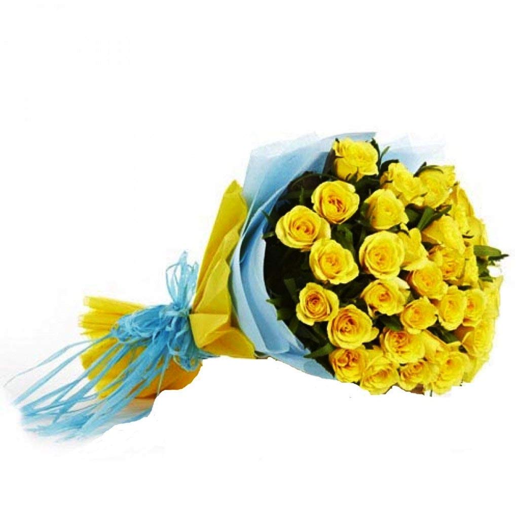 Mother's Day Special Fresh Flowers Bunch of 12 Yellow Roses in Paper Wrapping, (Bunch of 12, Yellow)-image-48