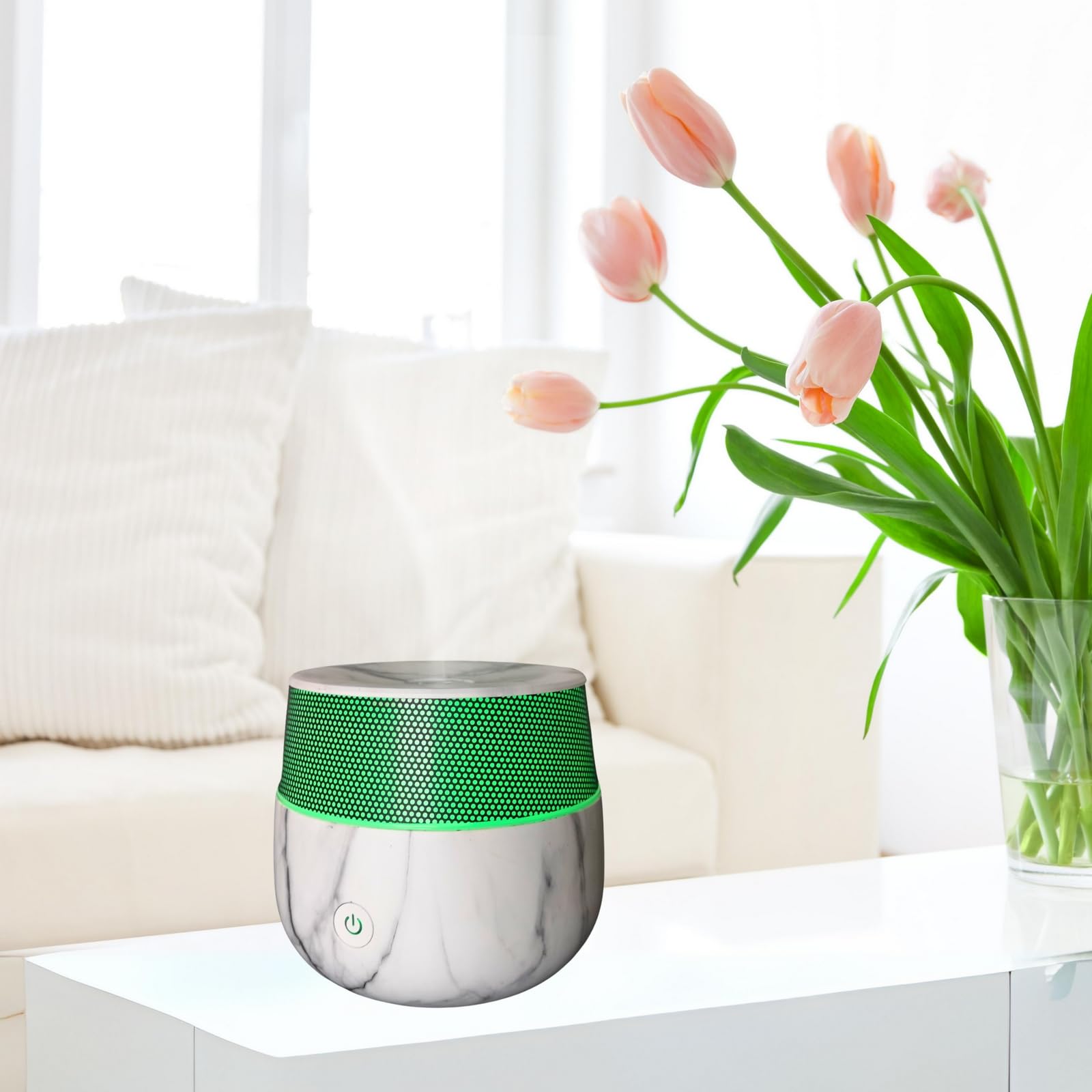 Zen'Arôme - Diffusor Kailo - Luftbefeuchter für ätherische Öle - Ultraschall-Aromatherapie-Vernebler - Elektrische Duftlampe im Marmor-Design mit verstellbarer LED-Beleuchtung und Diffusion - Auto-Off