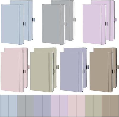 Laumoi Paquete de 14 cuadernos rayados de 5.5 x 8.2 pulgadas, cuaderno de tapa dura A5, bloc de notas con rayas universitarias con soporte para