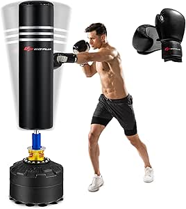 COSTWAY Sacco Da Boxe Verticale 175 Cm Con Guanti - Base Riempibile Con Sabbia/Acqua, Per Adulti - Foto 9
