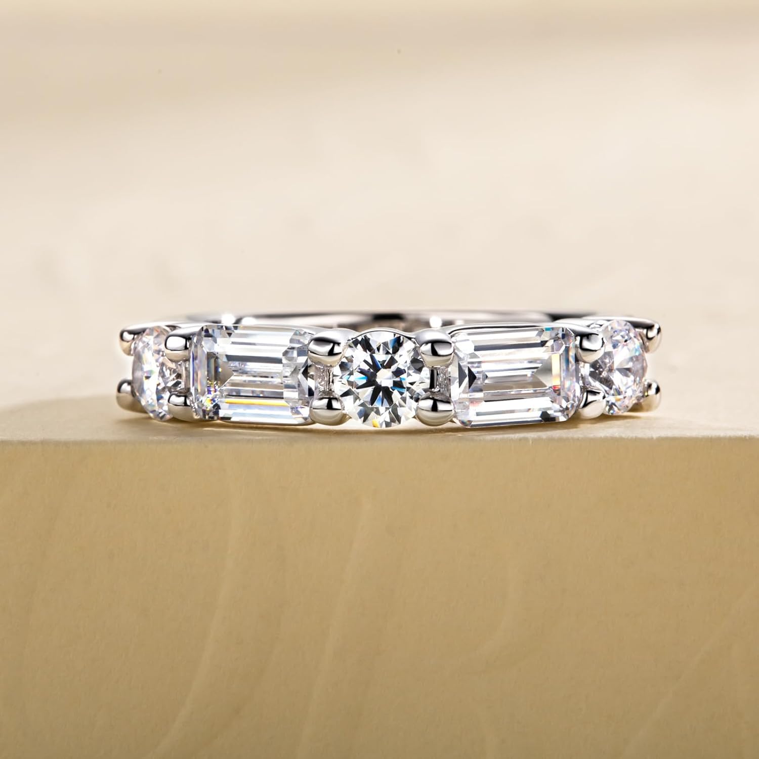 Cubic Zirconia Stackable Wedding Band Eternity Rings 5A Grade CZ Bridal Set Engagement Anniversary Band Ring for Women Size 5-9 - Image 2