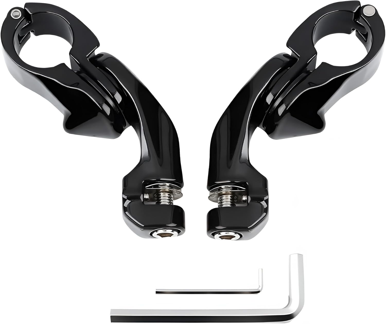 Motorcycle Highway FootPegs Mount Clamp 1 1/4" Short Angled Adjustable Footrest Bracket Set For Suzuki Honda Harley Davidson Engine Guards