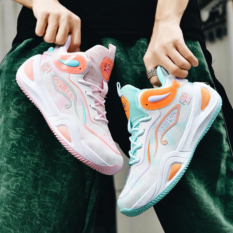 Image of Womens Mens Basketball Shoes High Top Fashion Volleyball Sneakers Breathable Lace Up Non Slip Sport Outdoor Shoe for Unisex