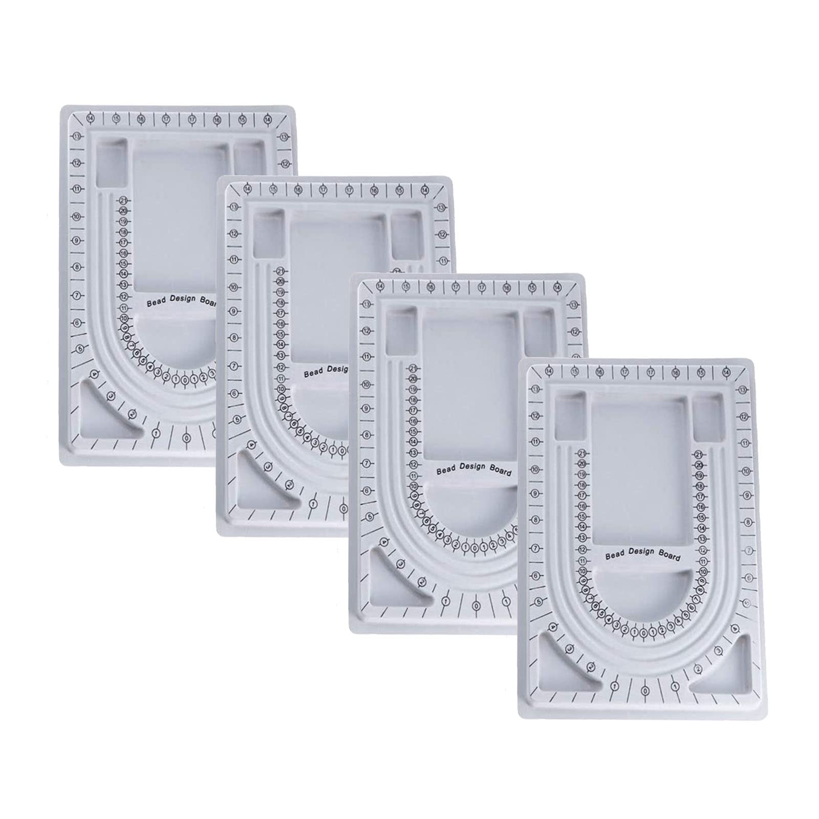 MIAO YUAN 4PCS DIY Hand String Necklace Design Plate Beaded Measuring Tray Jewelry Making Tray Size Measuring Panel Flocking Jewelry Finishing Tray