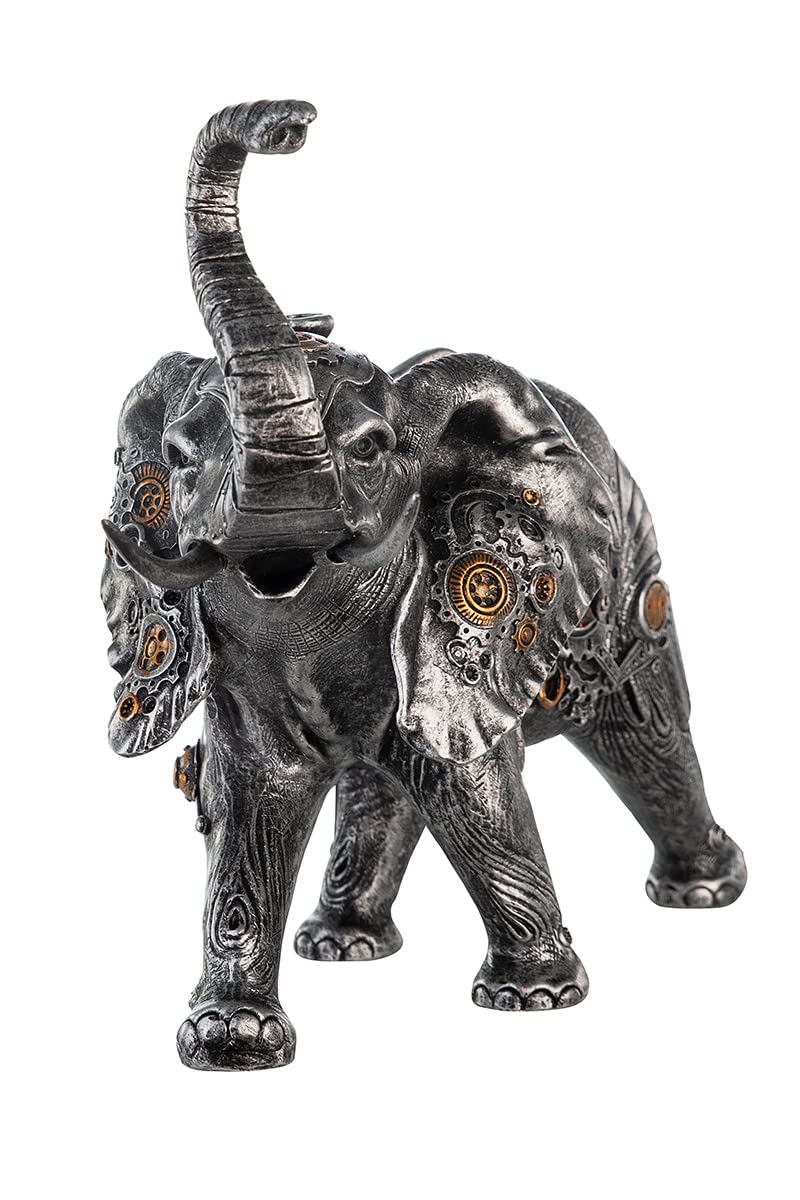 Casablanca 37041 Sculpture Steampunk Éléphant en résine Argenté Hauteur 23 cm