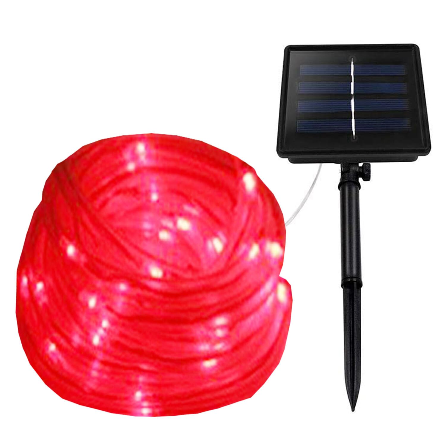 GQL Solar Powered LED Rope Lights Waterproof Lawn Garden Outdoor Patio Decking Strip Light (5m (50LEDs) + 2m Lead Cable, Red) โ image 1