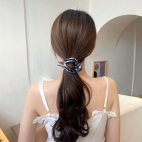 Miniatura 2 de Yusier 2 pinzas para el cabello con forma de corazón, curvadas francesas, planas, pasadores antideslizantes para moño grueso, accesorios únicos para