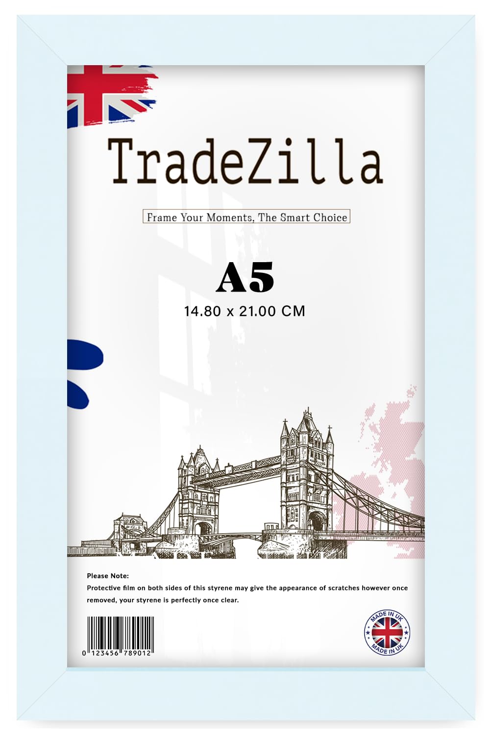 TradeZilla Elegant A5 14.80 X 21.00 CM Photo And Art Display Frame White 8 X 5.5 Inch Versatile Vertical Horizontal Wall And Table Mount With Minimalist Contemporary Edge For Home Office