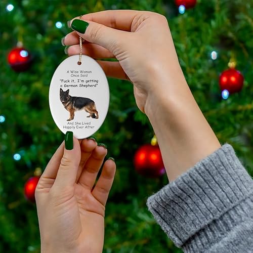 Miniatura 4 de Lovesout Divertidos regalos de perro de sable negro de pastor alemán 2023, adornos para árbol de Navidad, mujer sabia, una vez dijo, ovalada de