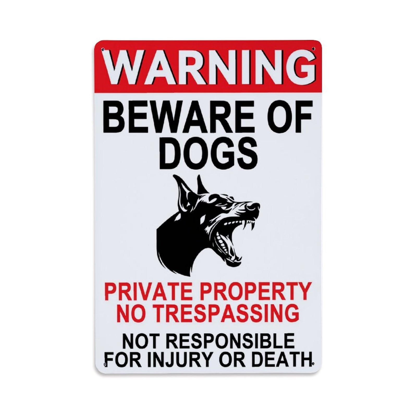 Jdyaojiesheng Vintage Warning Beware Of Dogs Private Property Tin Sign Retro Metal Wall Decor Metal Poster, Home Bar Garage Farmhouse Cafe Wall Art Decoration 8X12inches