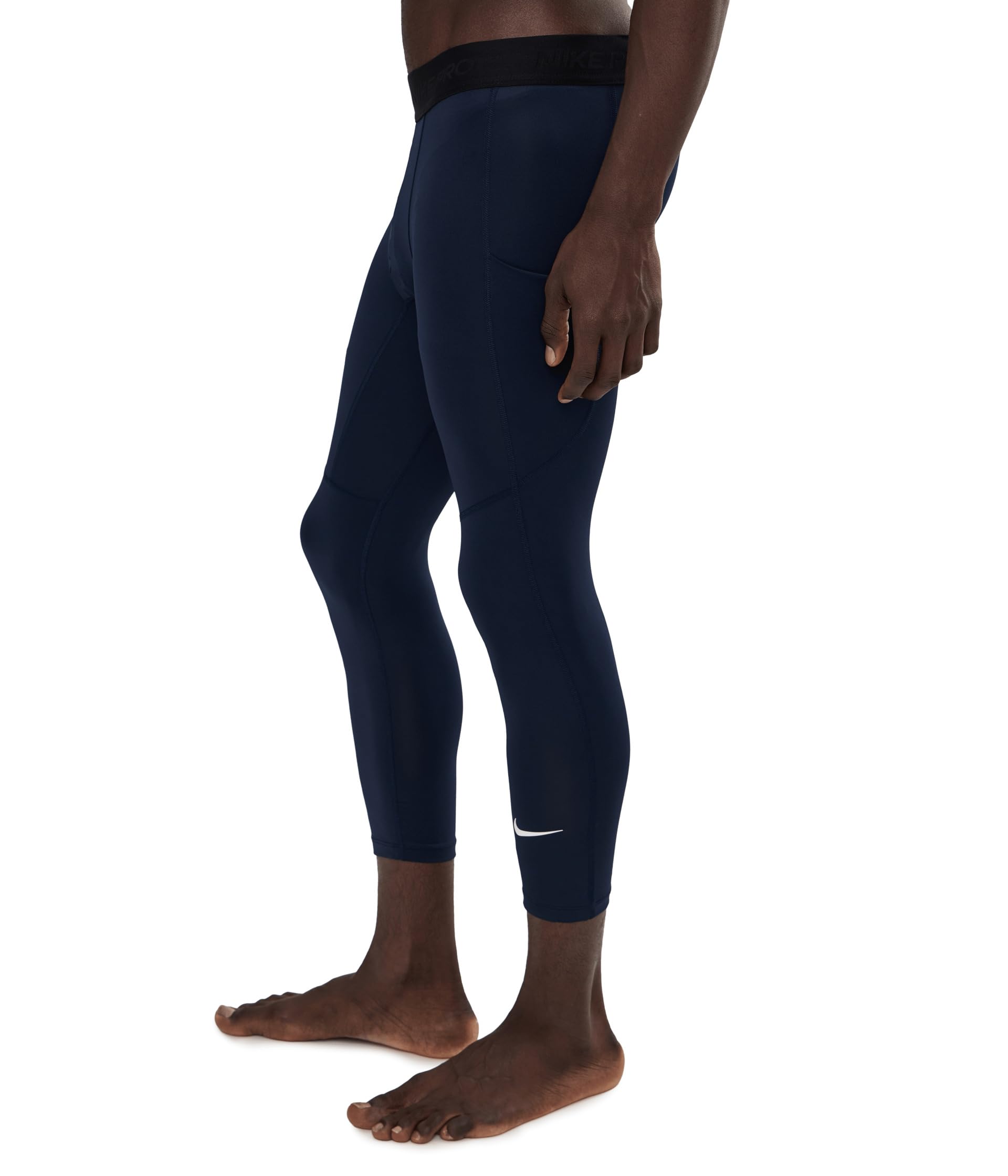 Nike Pro Dri-FIT - Mallas de Fitness para Hombre, Longitud 3/4 (FB7950-451, obsidiana/Blanco), Obsidiana/Blanco, Small