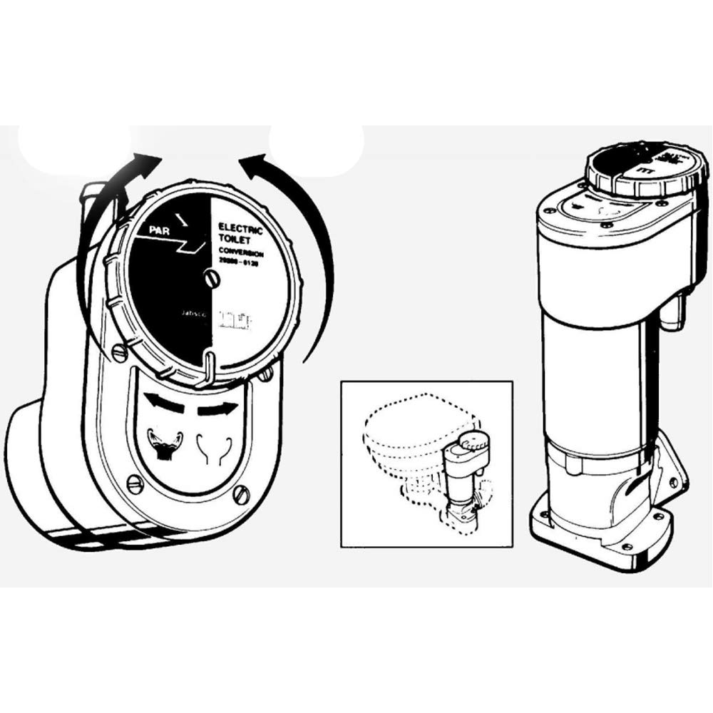 BTK - Kit de conversión y transformación de bomba de mano eléctrica Jabsco 29200-0120 - Recambio fácil blanco - Servicios higiénicos - Aspirador de agua de mar para enjuague de inodoros