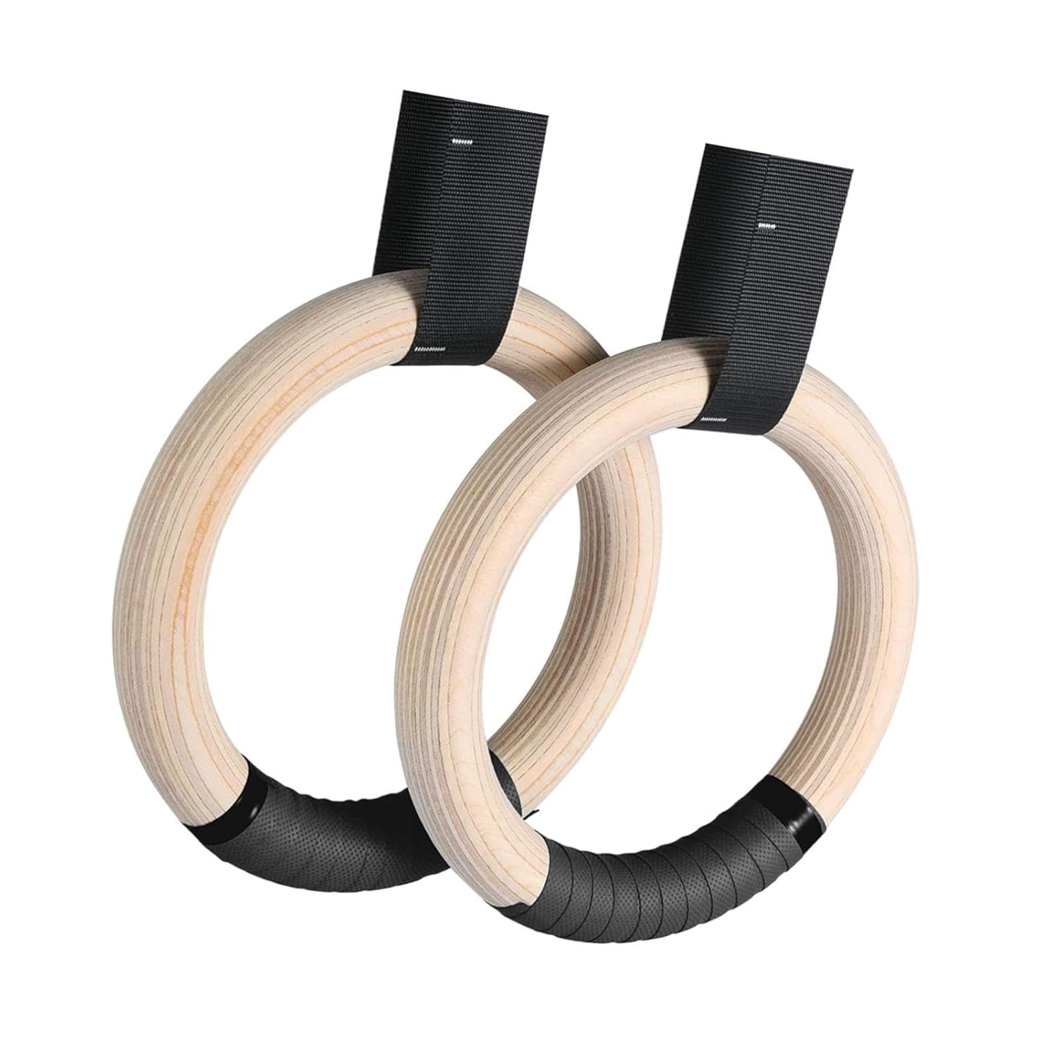LENDZEE Wood Gymnastics Rings with Adjustable Cam Buckle Straps Exercise Non-Slip Training for Home Gym Full Body Workout, Roman Ring 1100lbs Capacity Workout Gym Ring-image-20