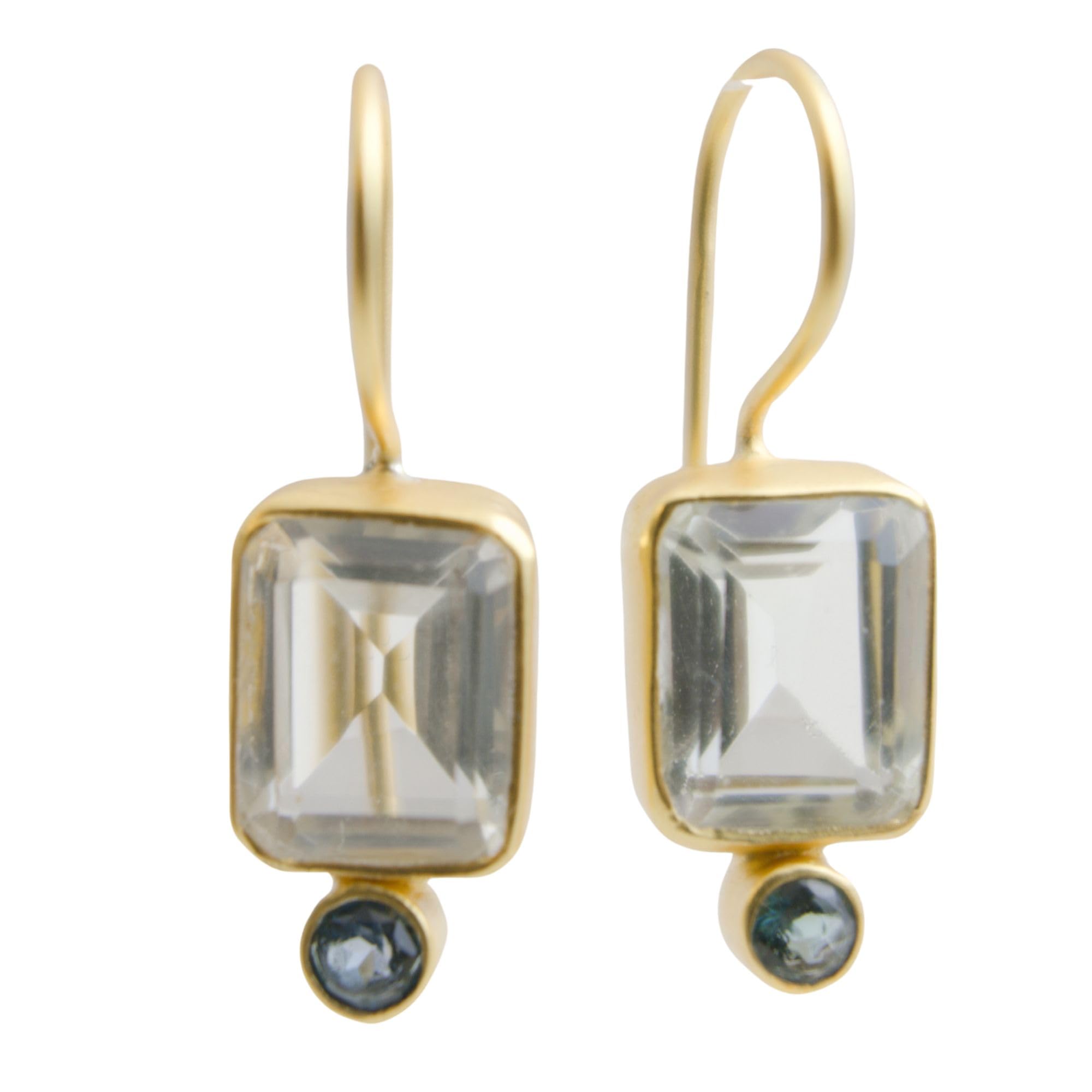 Orecchini Pendenti con Ametista Verde e Topazio Blu London | Argento Sterling 925 Placcato Oro Gioielli Raffinati con Pietre Naturali Design Elegante Donna - Stile Unico e Luminoso