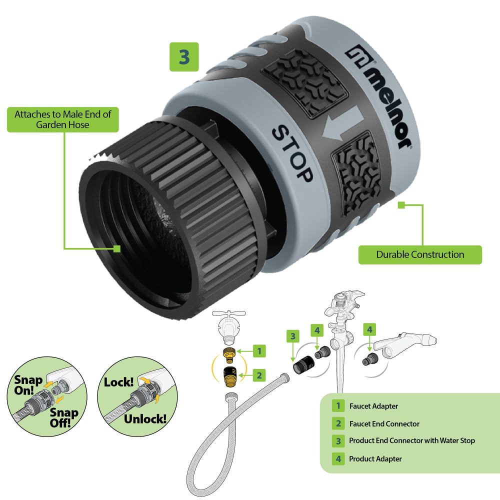 Amazon.com: Melnor 8MQC Product End Connector with Lock : Patio