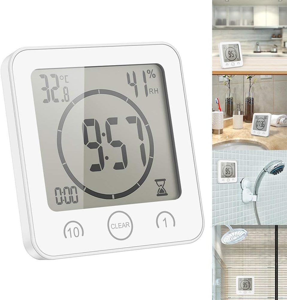 OurLeeme Horloge de Douche étanche, Horloge Tactile minuterie de Douche — free download