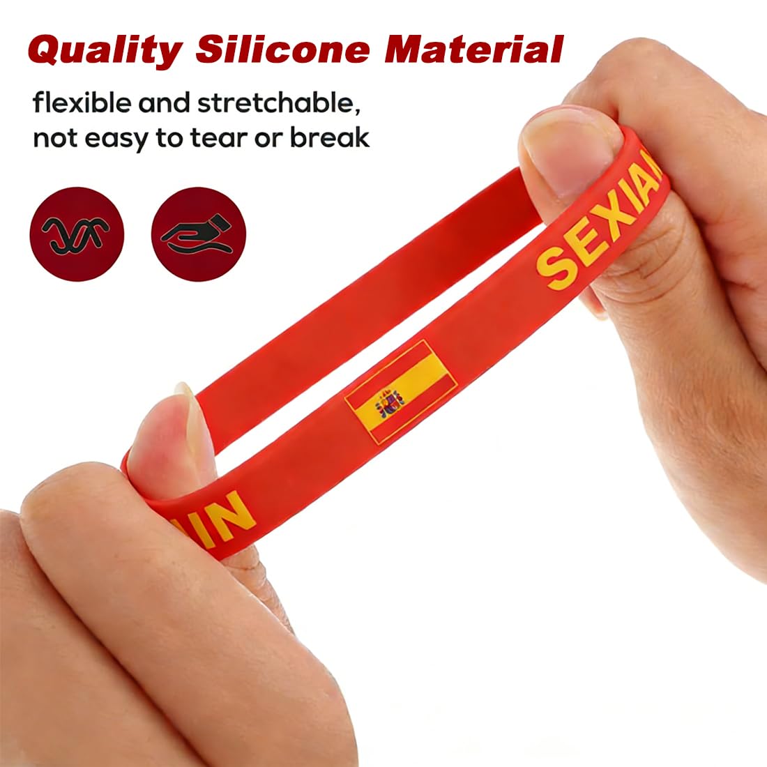 6 Pièces Spanische Flag Silicone Wristbands Wrist Bands, Bracelet Robuste Et Durable Orné Du Drapeau Spanische, Pour Bracelet De Sport Coupe Du Monde, Souvenirs De Football Athletics (C)