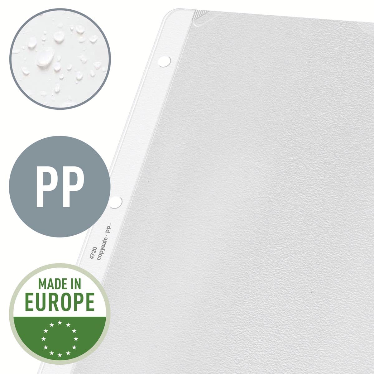 Leitz 4720-00-03 - Funda de plástico (troquelada, A4, 130 my, PP, 100 unidades)
