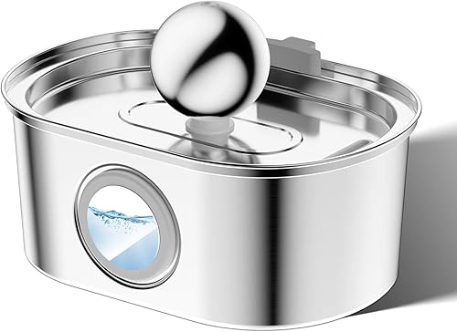 Miniatura 9 de AT1NTEN Fuente de agua para gatos, dispensador automático de agua de acero inoxidable para mascotas, fuente de agua de 108 oz3.2 L para perro en el