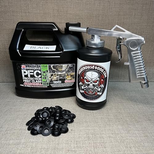 Gallon PFC Black, Standard Economy Undercoating Spray Gun, 1 Black Quart Bottle, and 50 Rust Plugs
