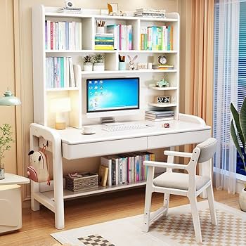 本棚付きデスク Amazon | 本棚とガラス扉付きコンピューターデスク、オープン棚