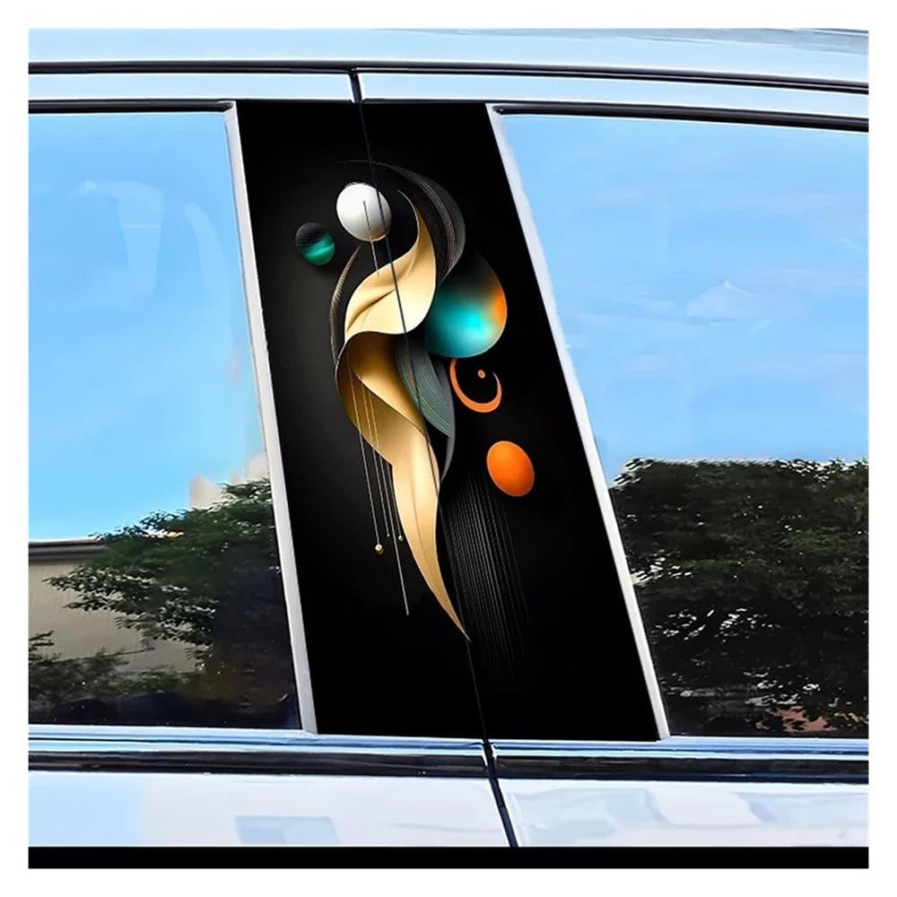 Dabhuoc One Color Car Parts 2Pcs Car Door Pillar Decoration Sticker Abstract Geometry Pattern Scratch Resistant Film