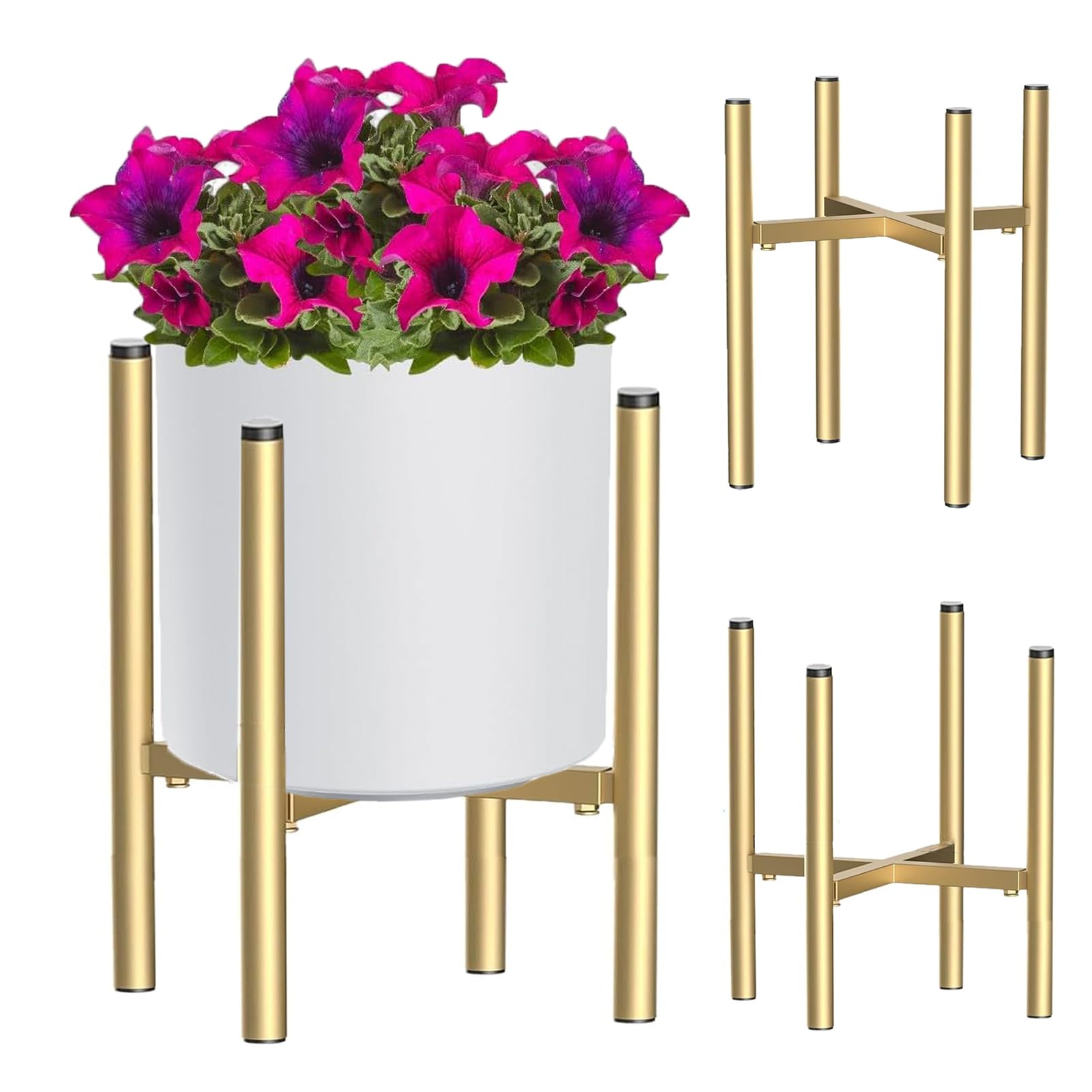 OELZWVN Adjustable Plant Stand, Flower Stand, Metal Gold, 21-35 cm, Heavy Duty Plant stands Holder Rack, Flower Pot Holder for Pots with an Outer Diameter of 20-35 cm