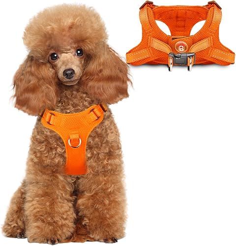 Arnés para perro, arnés reflectante ajustable sin tirones, transpirable suave para perros pequeños y medianos, gatos, naranja, XS Negro