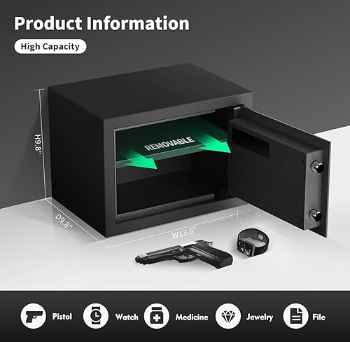 Miniatura 3 de AEGIS Caja de seguridad electrónica de 0.8 pies cúbicos  Caja fuerte de seguridad con teclado digital para el hogar y la oficina, caja fuerte de