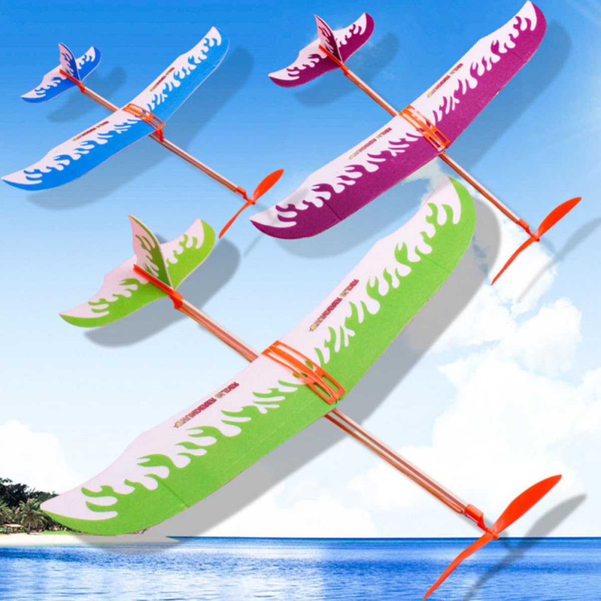 COHEALI 3pcs Plastic Airplane Glider DIY Rubber Band Powered