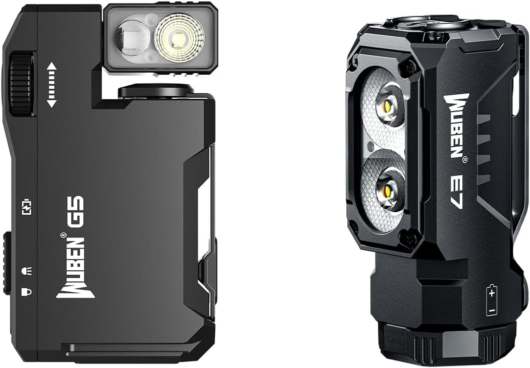 WUBEN G5 LED 懐中電灯 フラッシュライト ハンディライト 400ルーメン デュアル光源+WUBEN E7 1800 ルーメン 充電式ミニ懐中電灯 マグネット付き - 超高輝度 6 モード EDC 懐中電灯