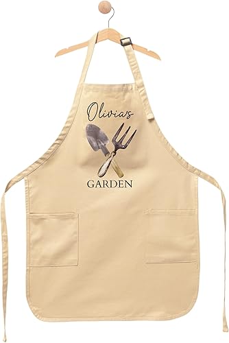 Miniatura 8 de Delantal de jardín personalizado con nombre delantal de jardinería personalizado para mujeres, hombres y niños, delantal ajustable hecho a mano con