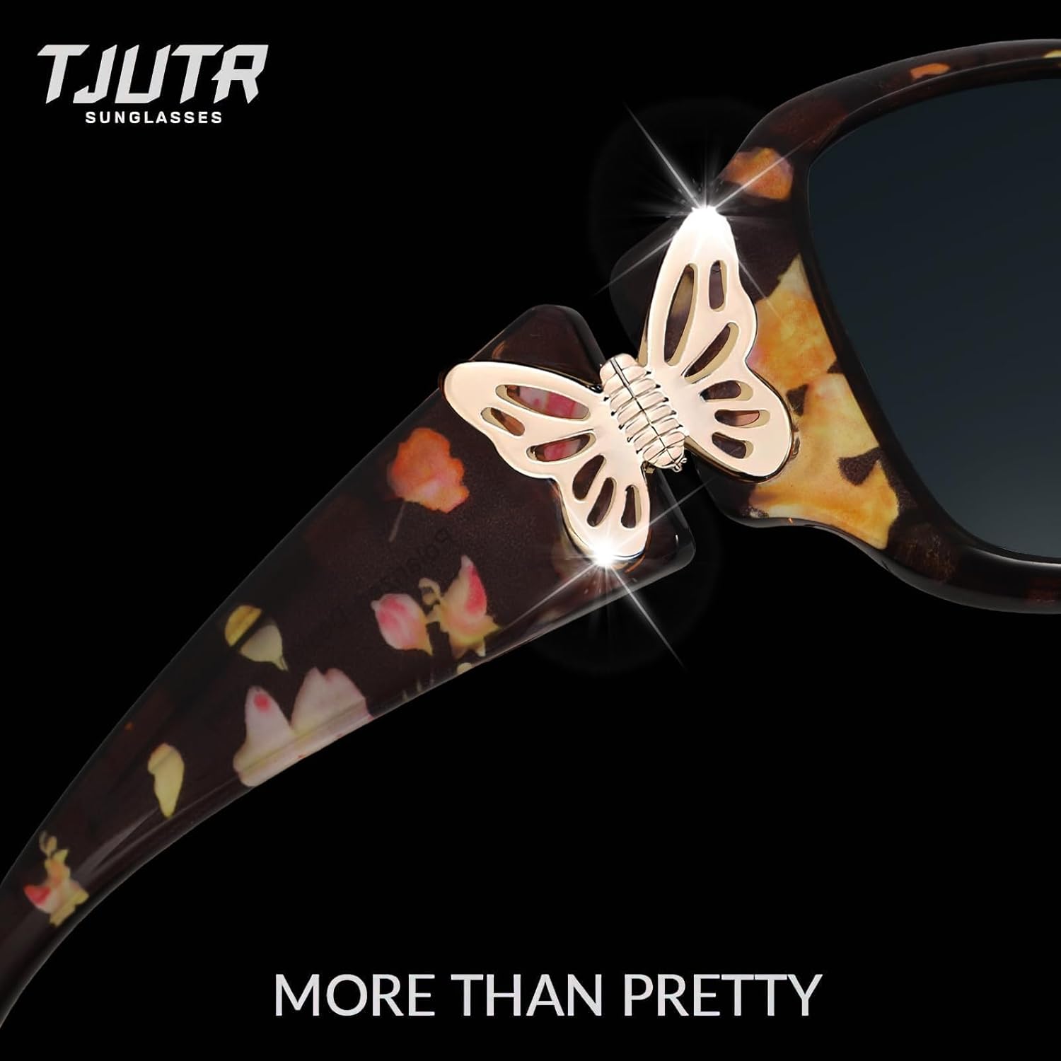 TJUTR Polarized Sunglasses for Women with Wrap Around Butterfly Design, Trendy Jackie-O Style for UV400 Protection - Image 2