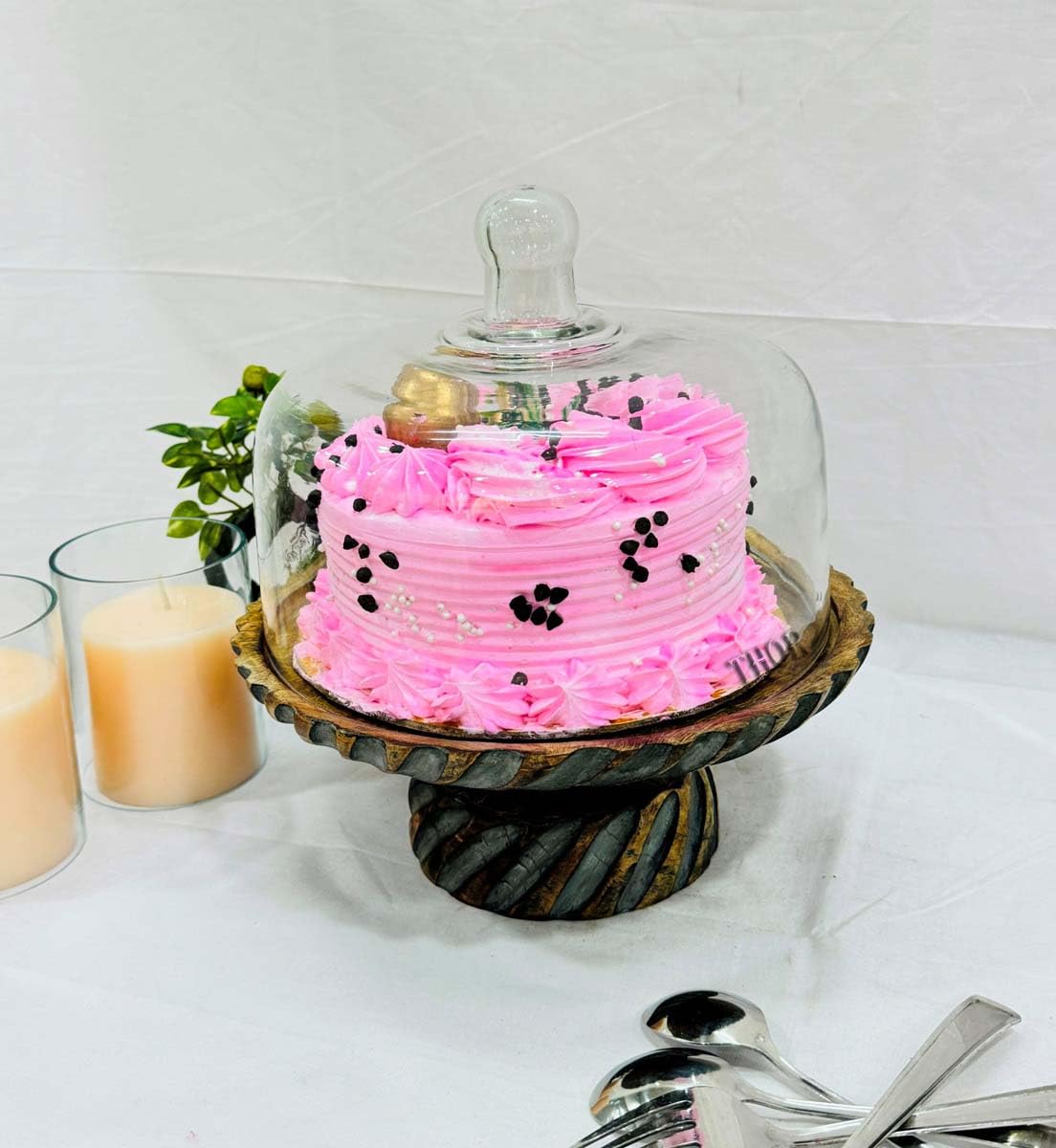 Cake Stand with Dome, 2in1 Wooden Cake Plate Serving Tray with Glass Dome, Cheese Board, Home Decor Housewarming Gift