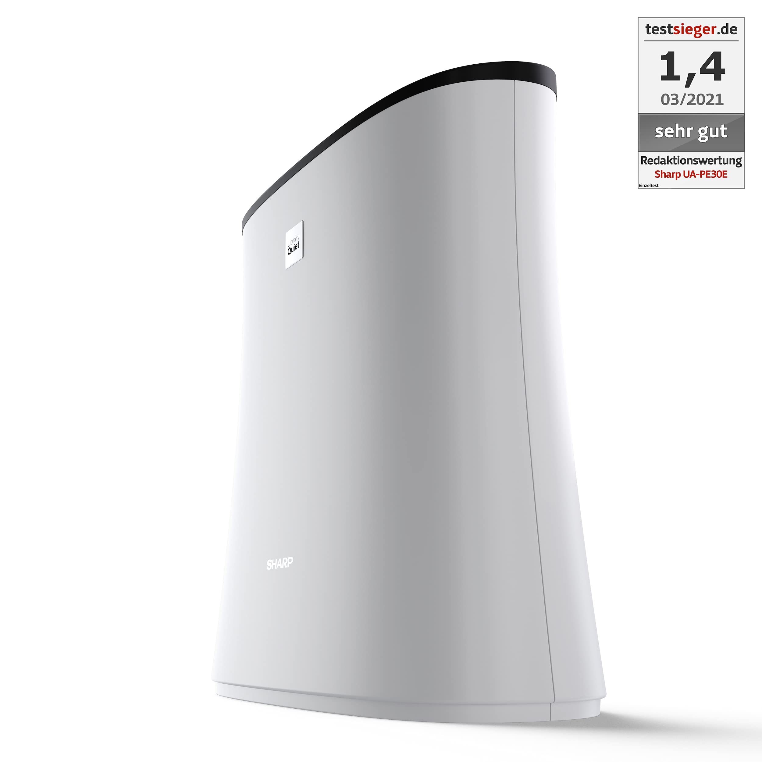 Sharp UA-PE30E-WB Purificador de aire con sistema de filtro de 2 niveles, flujo de aire 60-180 metros cúbicos/h, 25dB, para espacios de hasta 21 metros cuadrados, blanco