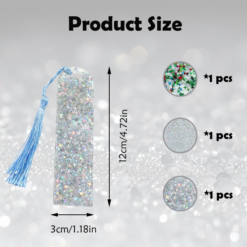 3 PCS Glittering Bookmarks Cute Art Acrylic Bookmark with Tassel Colorful Women Shiny Art Bookmark Book Marker Accessories for Readers Students Teachers - Image 2