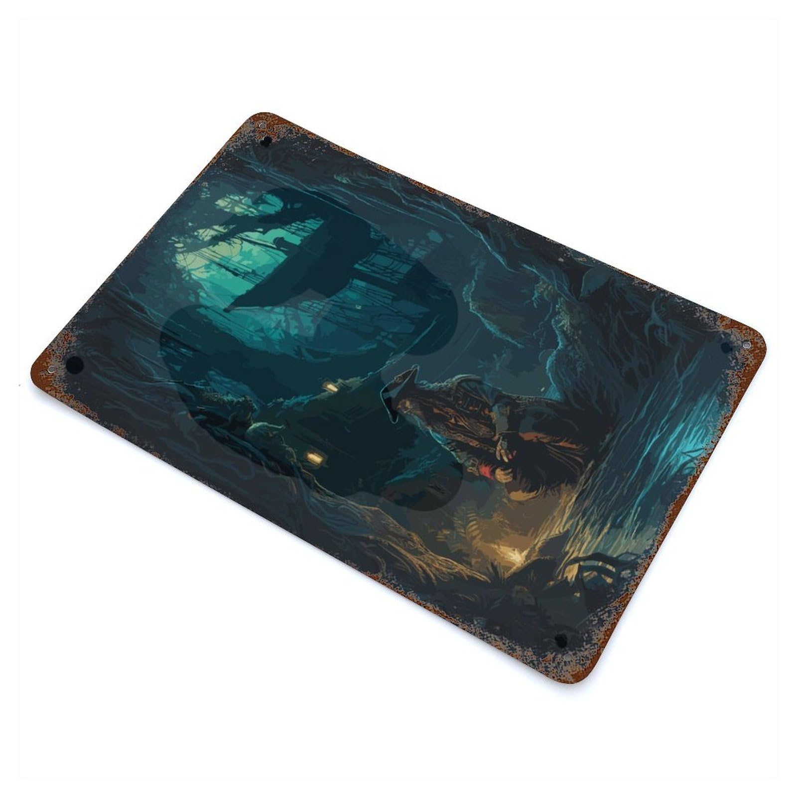 Solitary Pirate 11.8"x7.9" Rustic Tin Plaque, Novelty Wall Decor for Living Room, Hallway And Home Decor