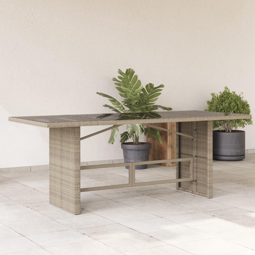 Mesa de jardín para cenas de verano con tablero de cristal de 190 cm
