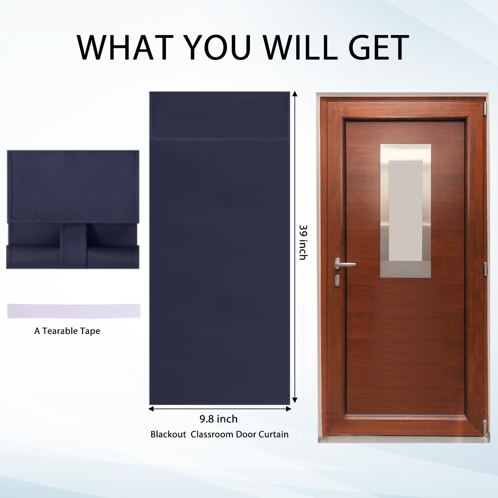 Maritown Classroom Door Window Curtains 1 Panel No Drill Blackout Privacy French Door Blinds Front Door Curtain Stick on Shades for Patio Door Backdoor Classroom Glass Door Window Cover - Image 2