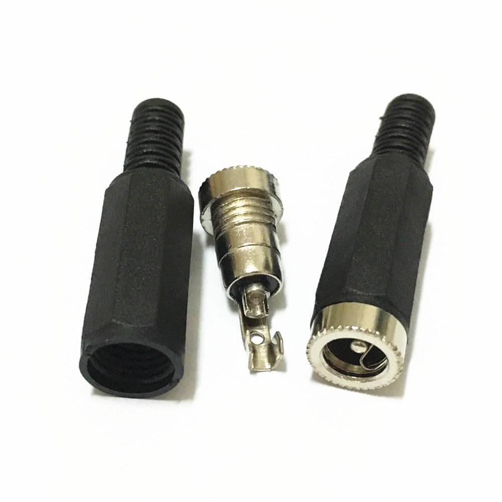 10Pcs DC Power 5.5mm x2.1mm DC Power Cable Female Plug Connector Socket black for CCTV