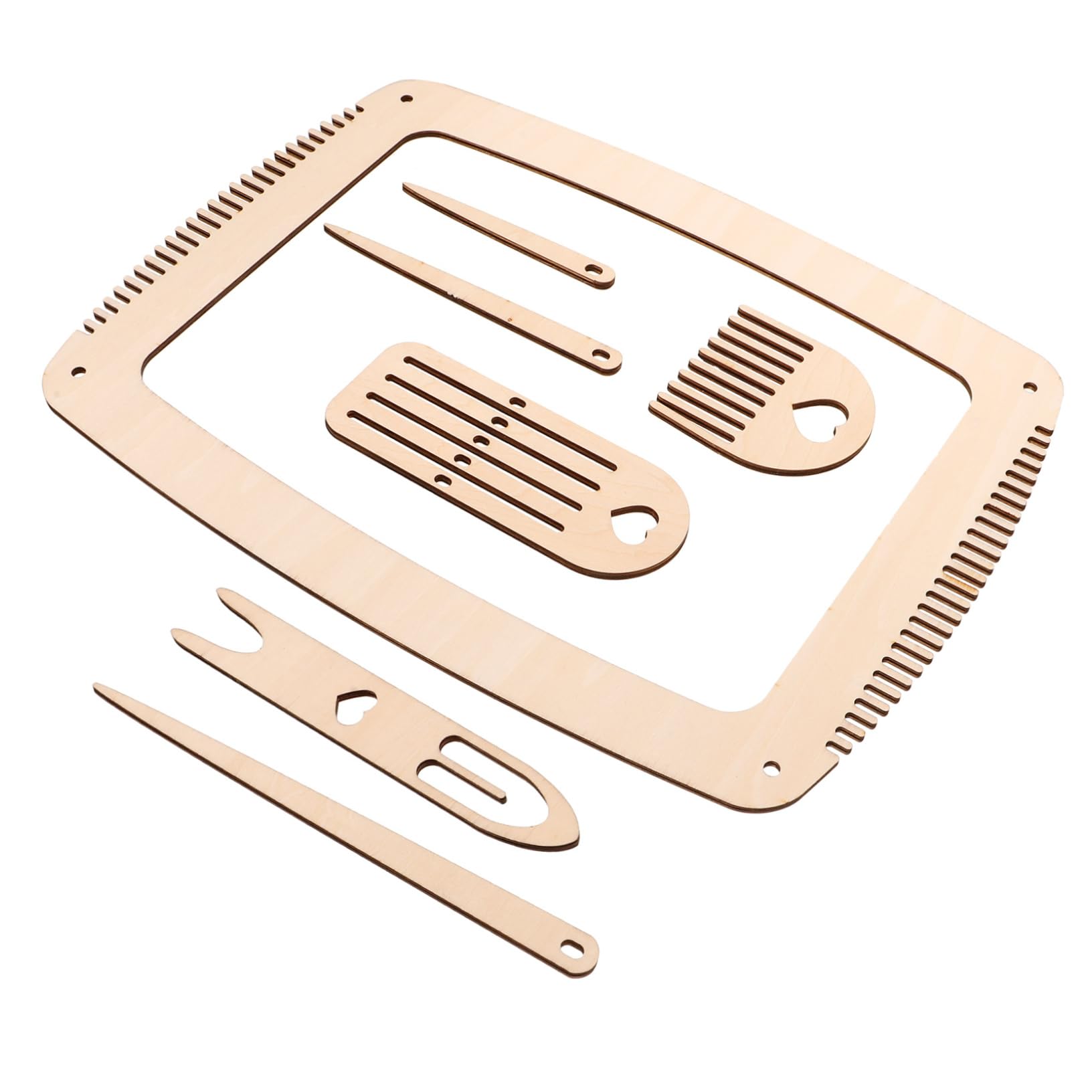 SHINEOFI 2 Juegos conjunto de máquina de tejer kit tejer principiantes telares de madera agujas crochet fabricación de tapices herramienta de tejido bobina de madera punto puntiagudo Beige
