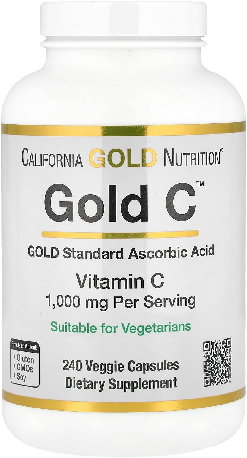 California Gold Nutrition, Gold C, Vitamin C, USP Grade, 1,000 mg, 240 veggie capsules