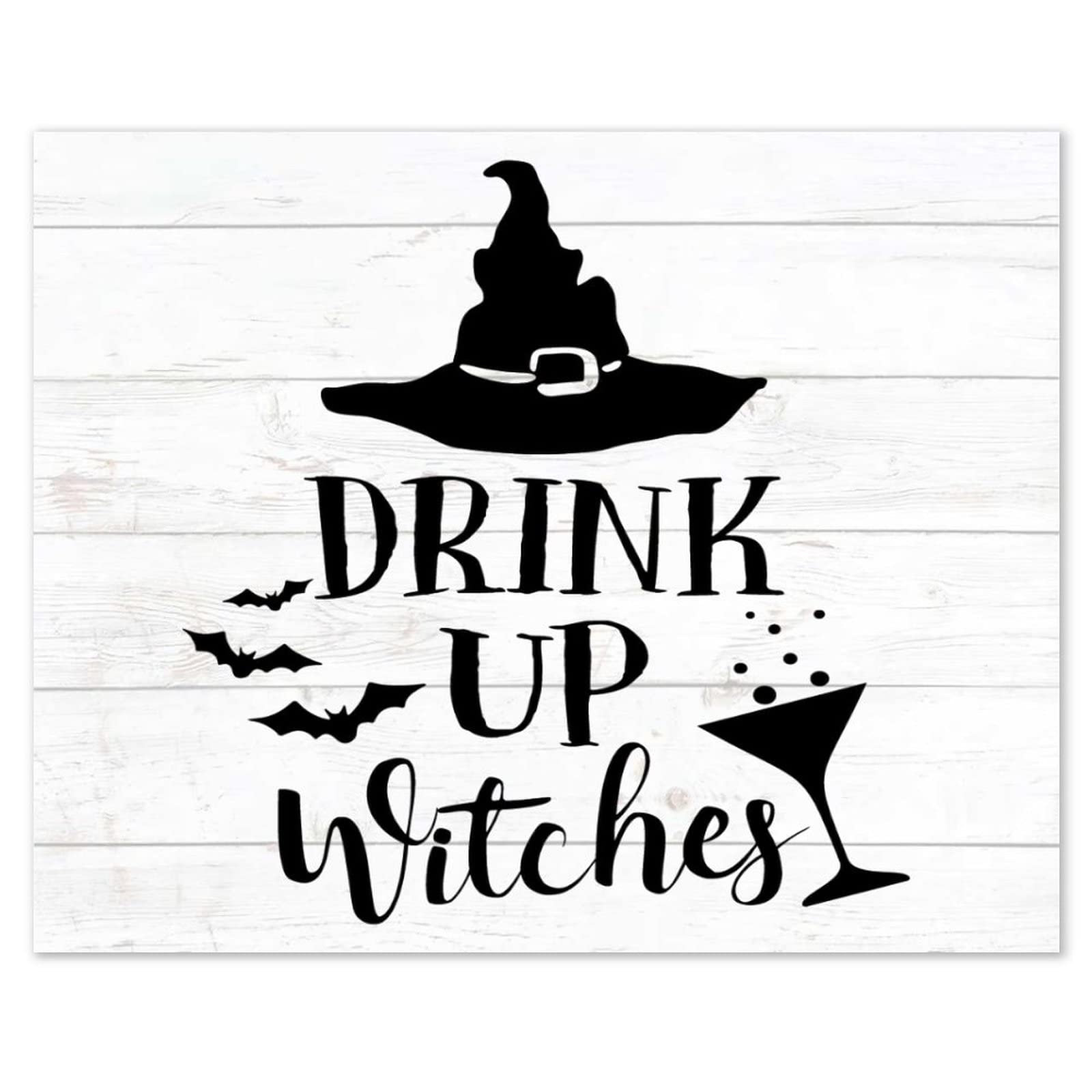 Panneau bois suspendre Drink Up Witch Tableau vintage décoration cuisine