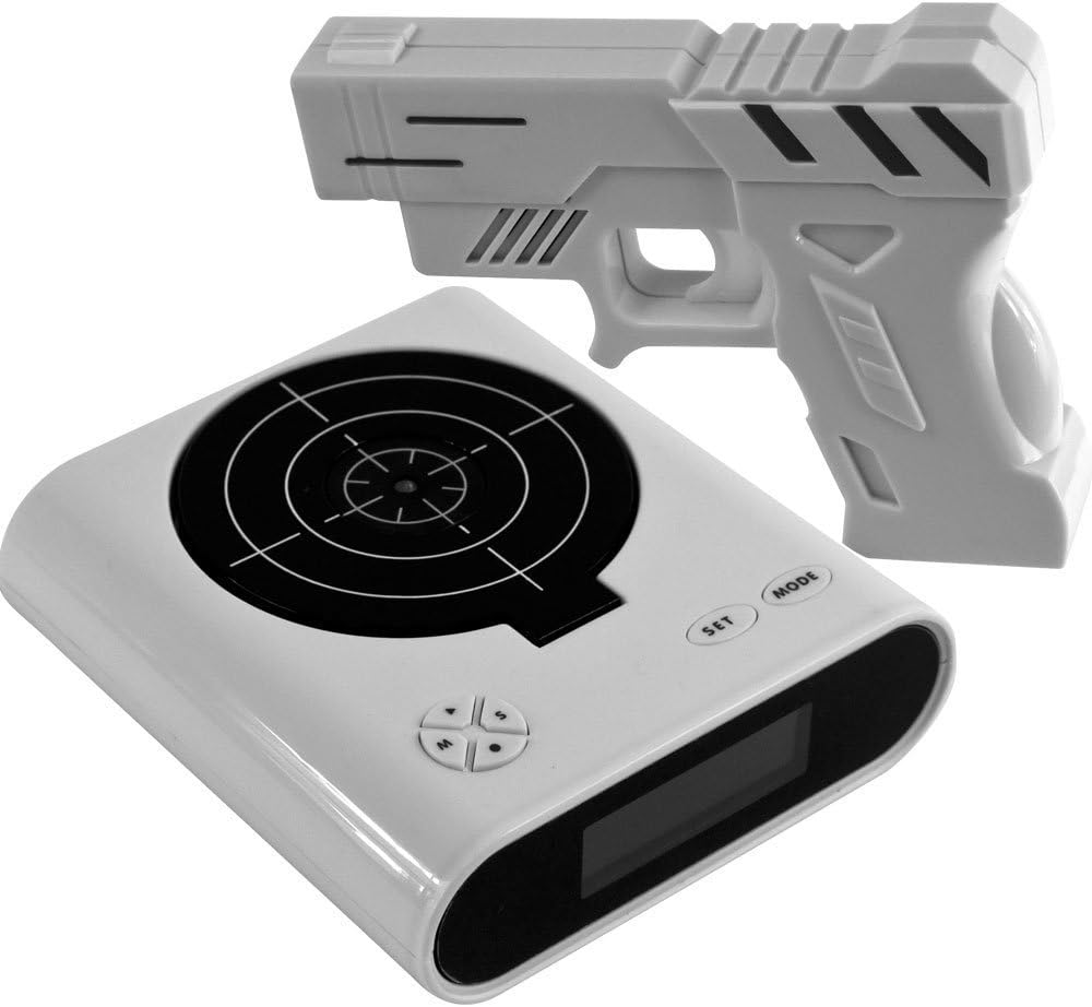 Althemax® Shooting Infrared Toy Gun Alarm Clock Target Panel Shooting LCD Screen Toy Games Gifts White