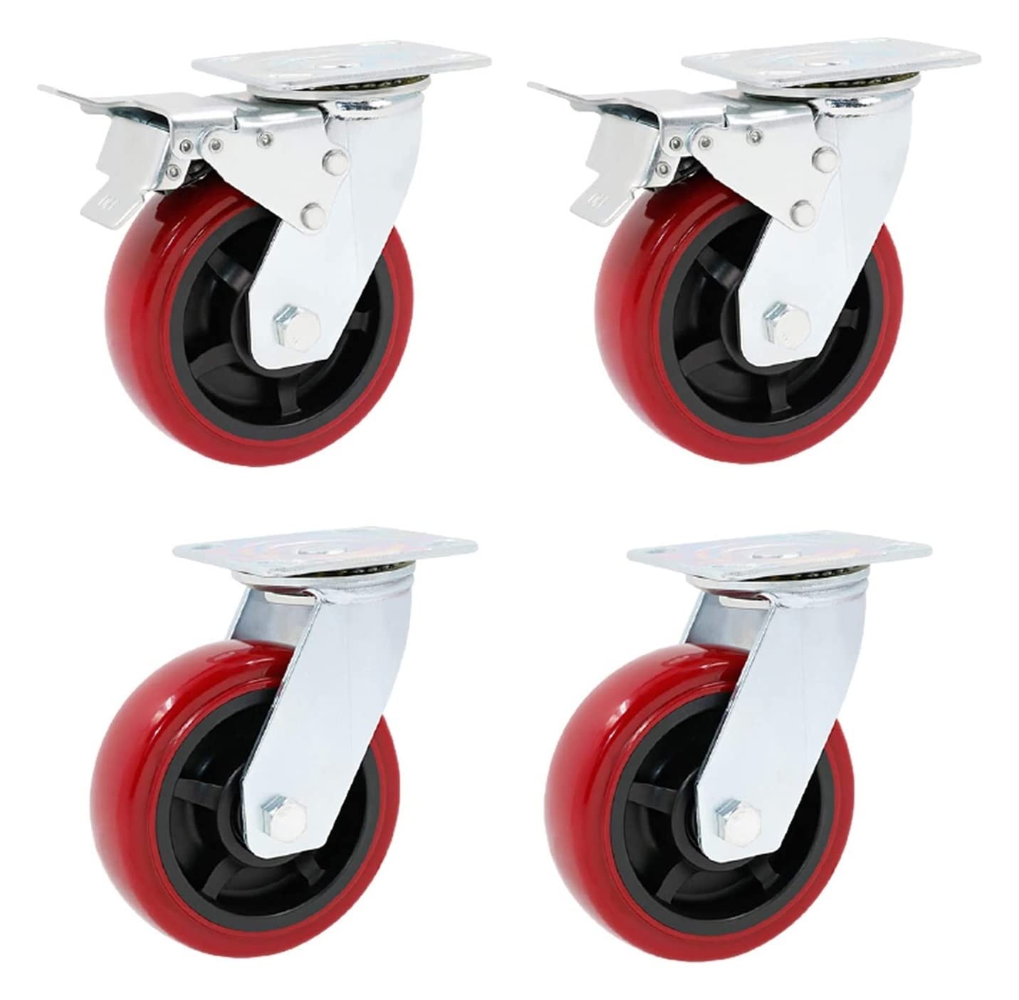 GBRJUYF Heavy Duty Swivel Caster Wheels 4 Pack - Industrial Plate Casters for Workbench, Trolley & Furniture - Durable Polyurethane Wheels for Smooth Transport & Mobility