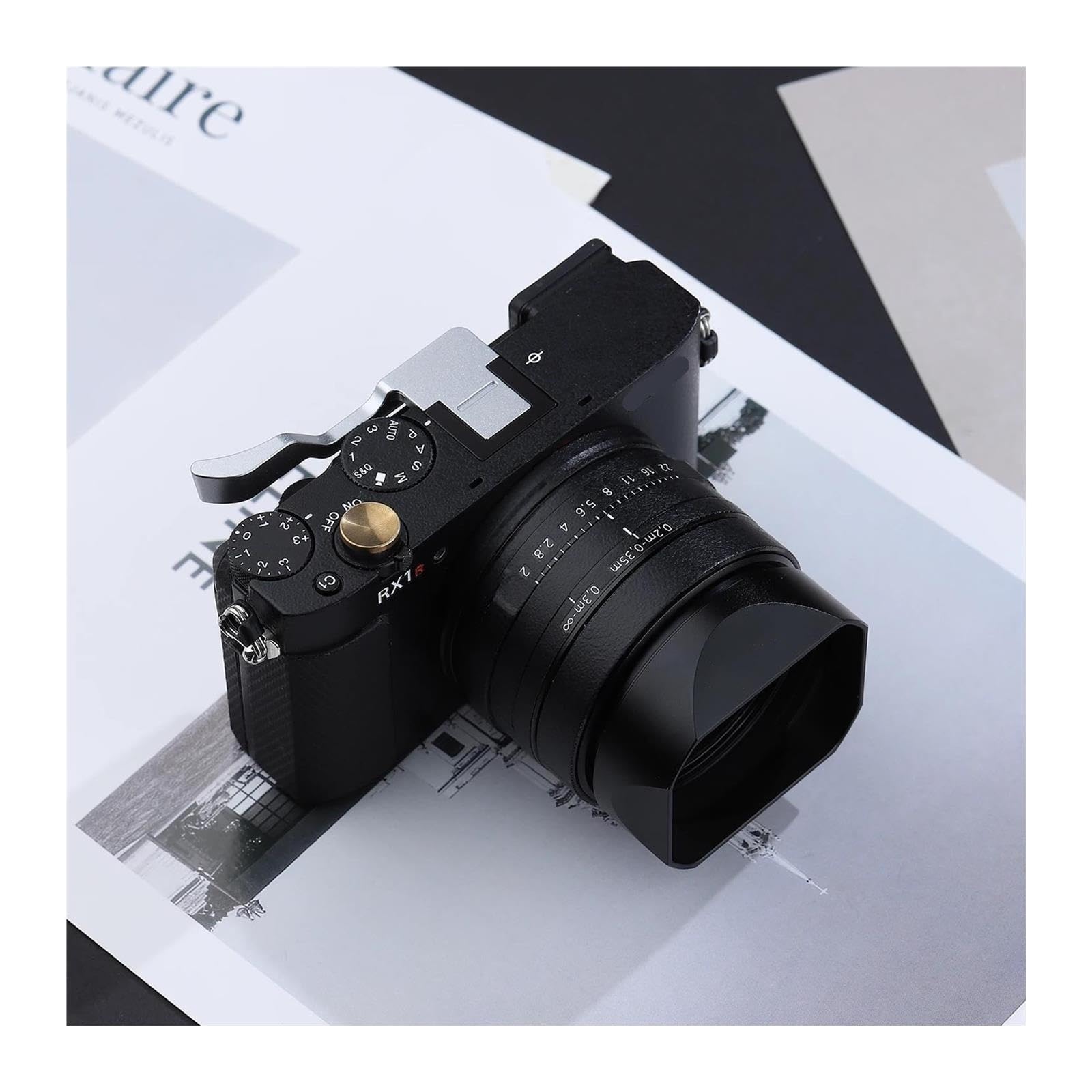 Pare-Soleil carré en métal, Compatible avec Sony, RX1R3 / RX1M2 / RX1 FE 40mm F2.5 G FE 50mm F2.5 G 24mm.8, Abat-Jour d'objectif sur A7CII A7CR A7R4(Silver)