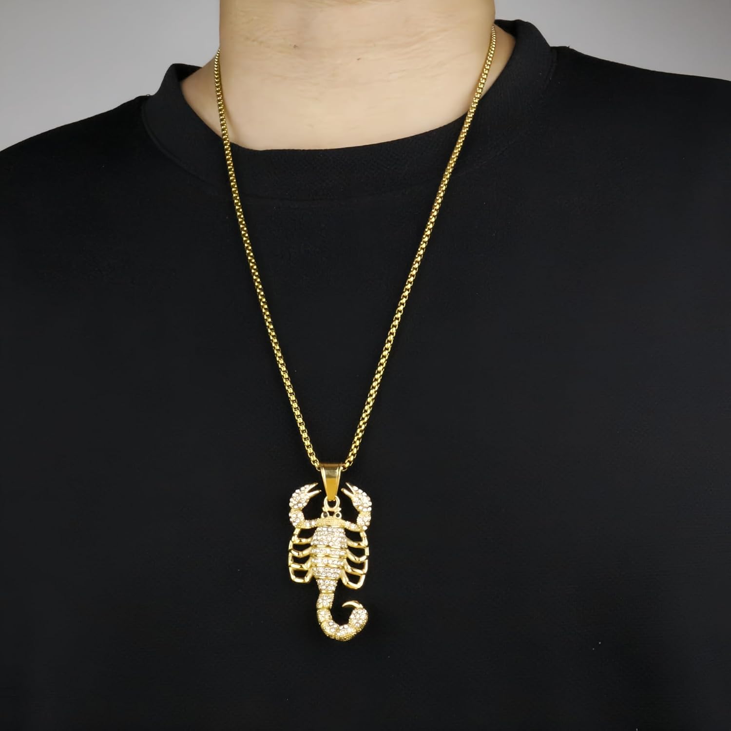 Scorpion Pendant Necklace, 18K Gold Plated, Crystal Zircon, Hip Hop Style, 23.6+1.97inches - Image 5